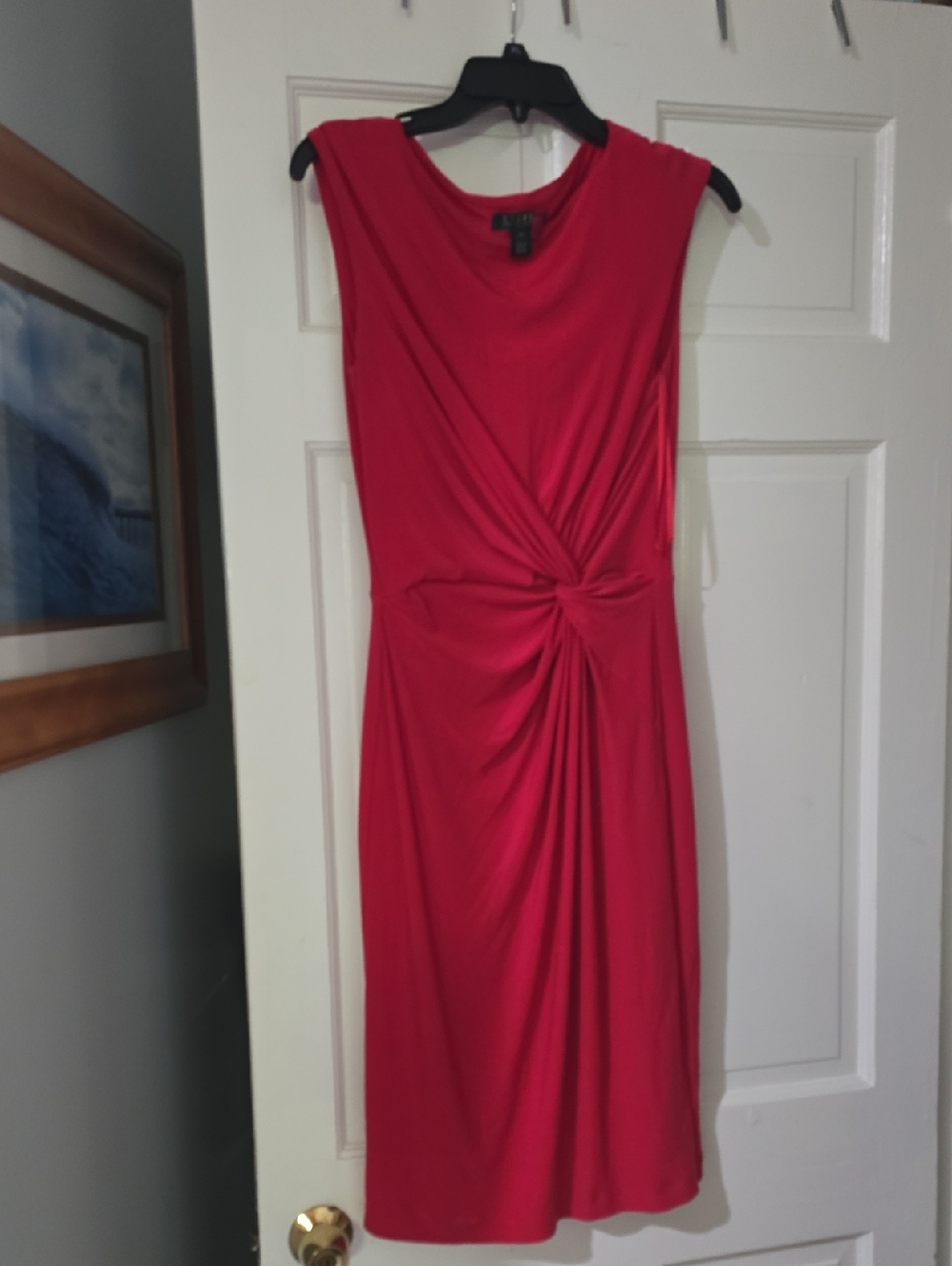 Lauren Ralph Lauren Red Twist-Detail Midi Dress